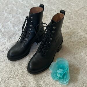 Madewell ‘Patti’ Black Combat Lace Up Heeled Boots